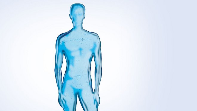 Silhouette of a transparent-blue man