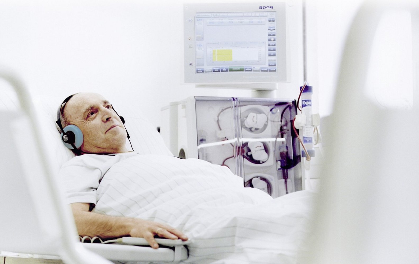 Patient during in-center dialysis