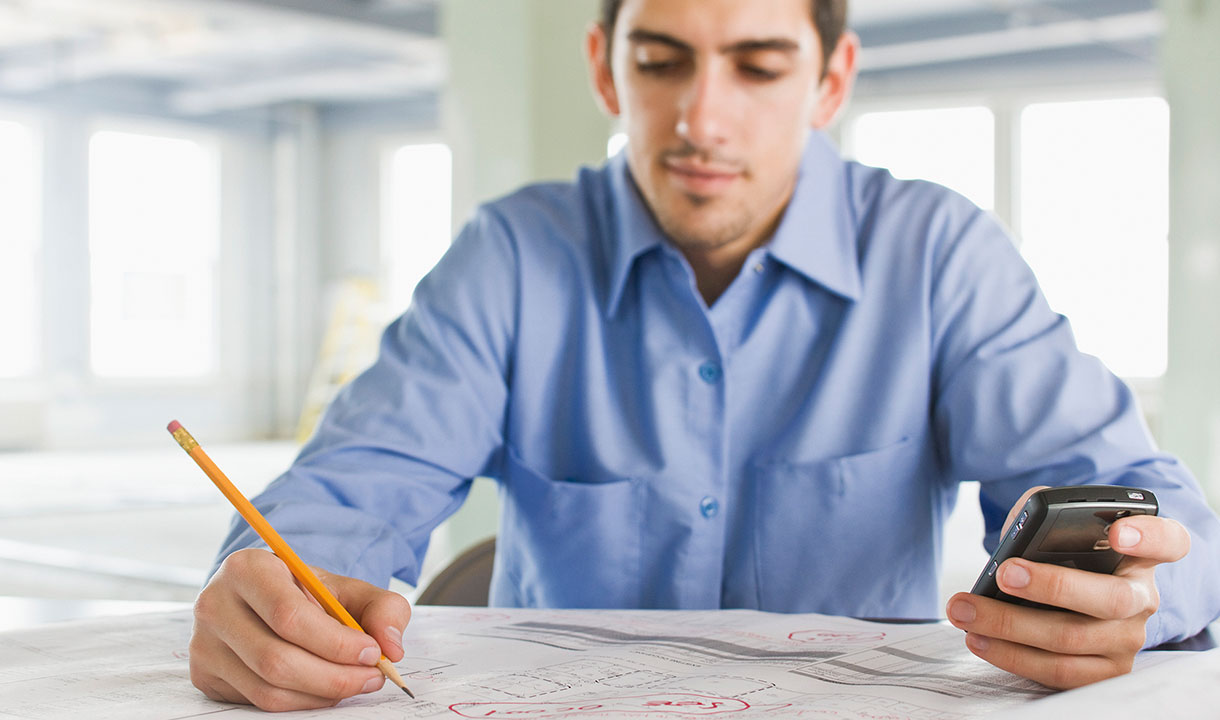 Man studying at desk