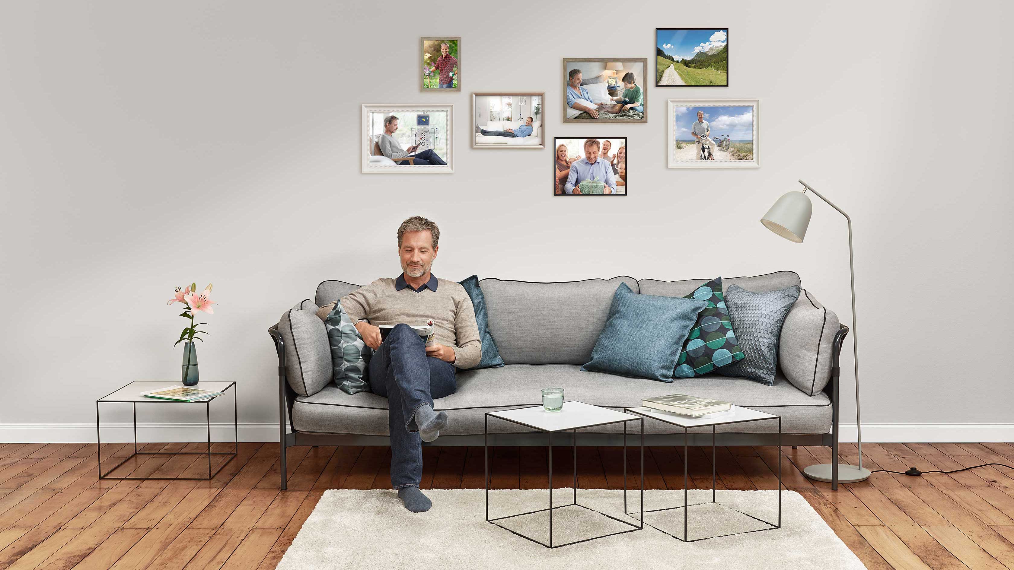 Man sitting on a sofa